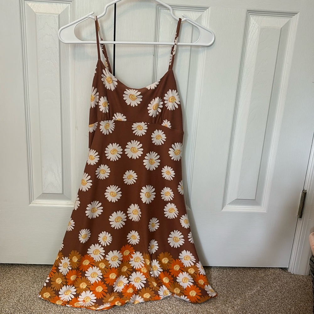 Barely Used Altar’d State Brown dress with floral pattern